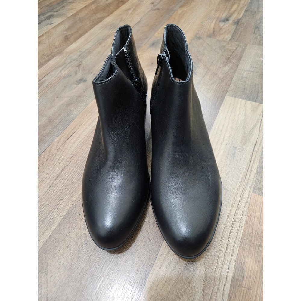 Clarks Collection Black Leather Croc‎ Embossed Ankle Boots 8.5M 261297304060